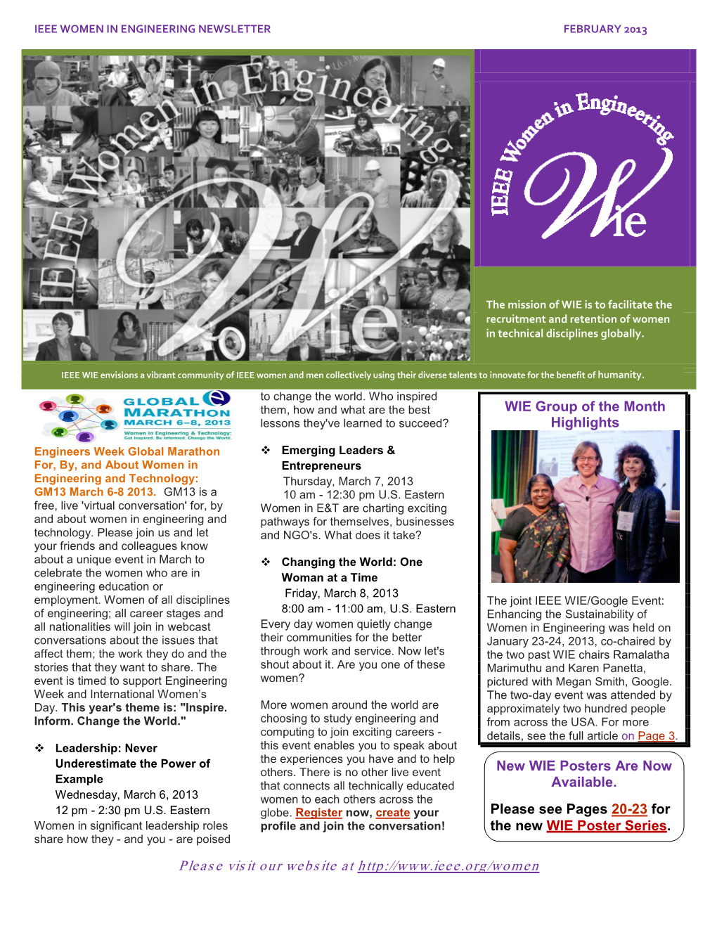 WIE Newsletter, February 2013