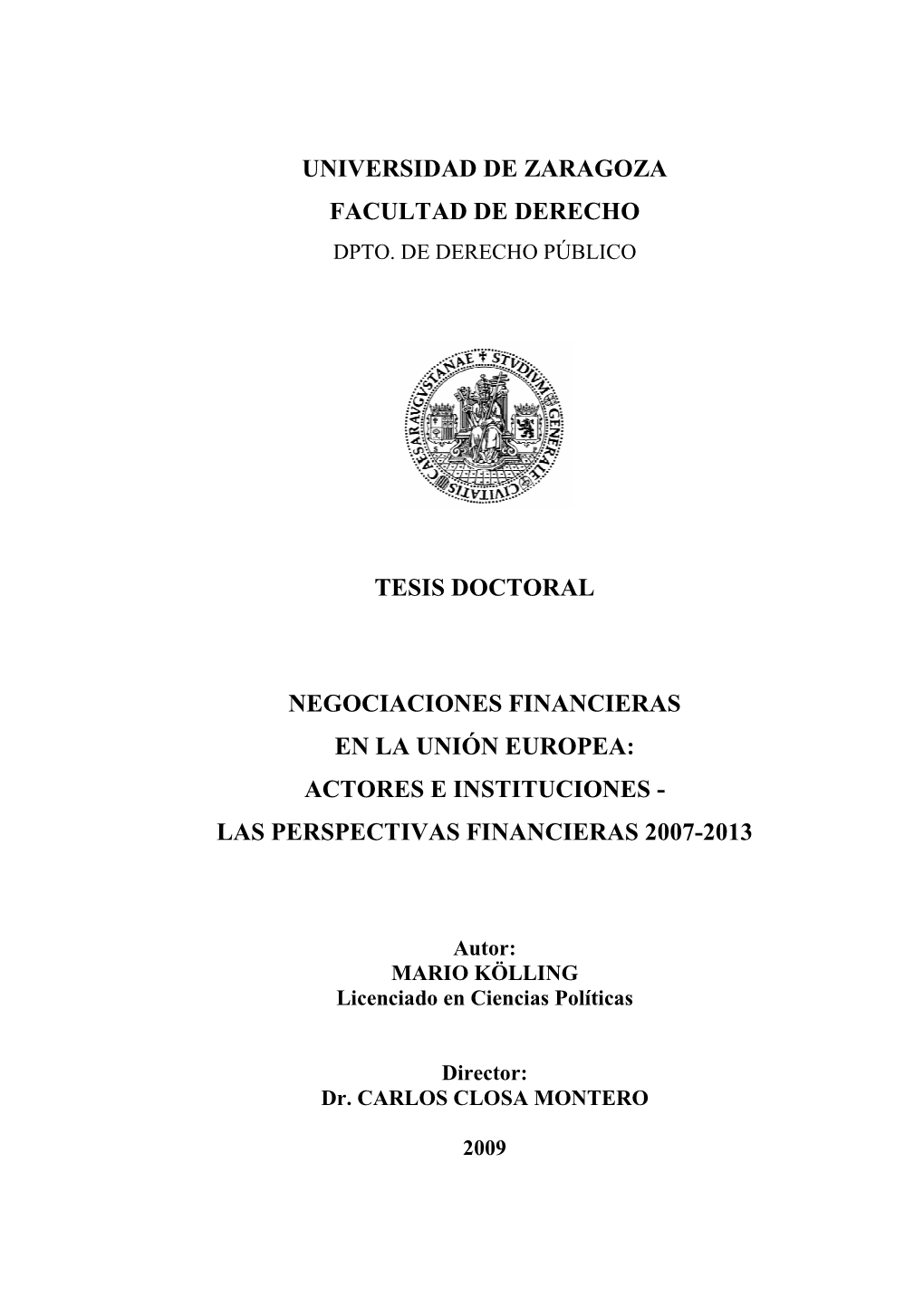 Tesis Doctoral Negociaciones Financieras En La Unión Europea