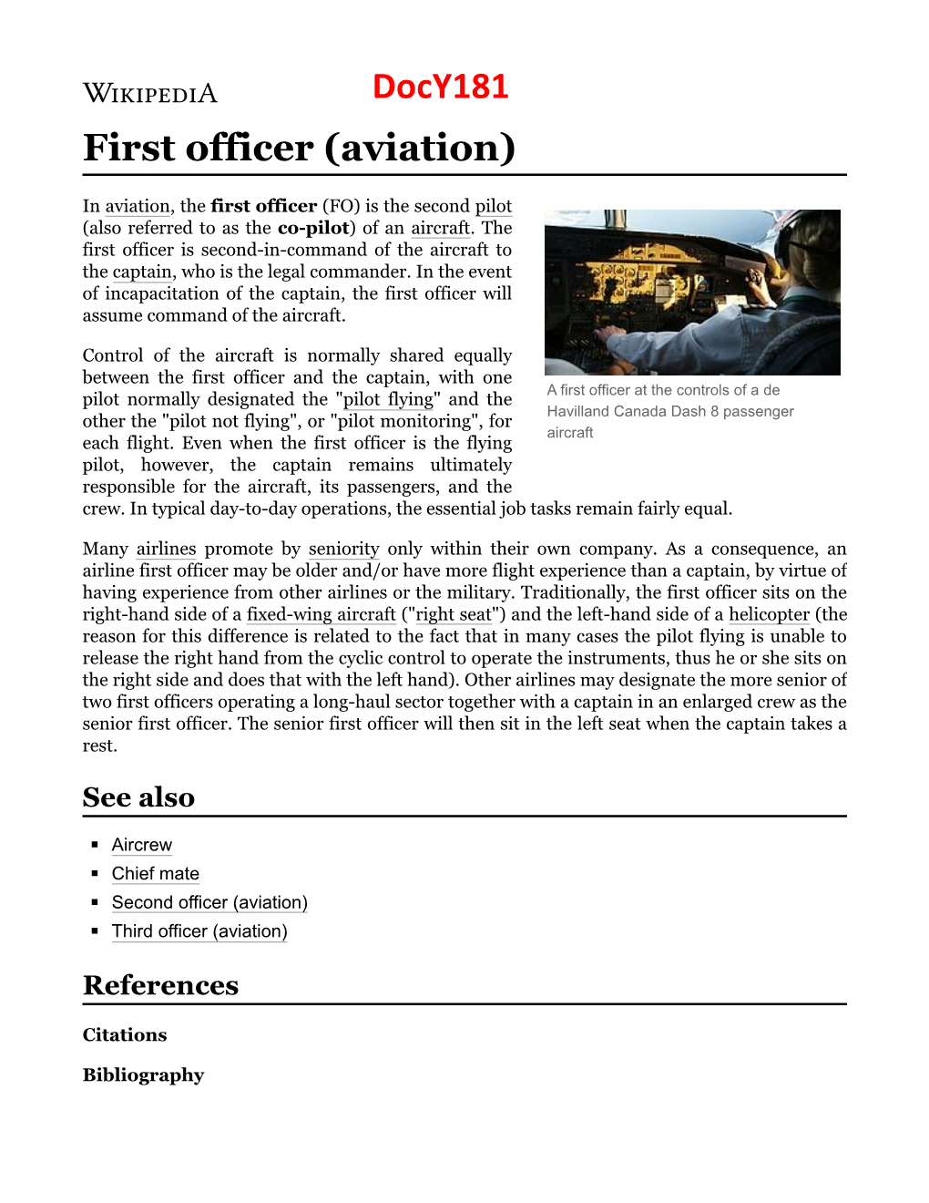 First Officer (Aviation)