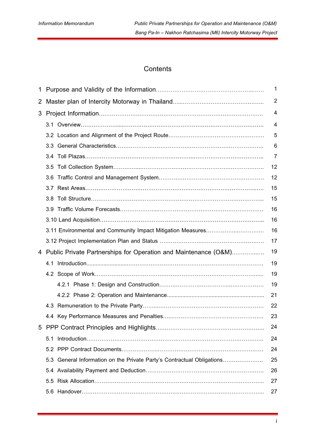 Information Memorandum M6