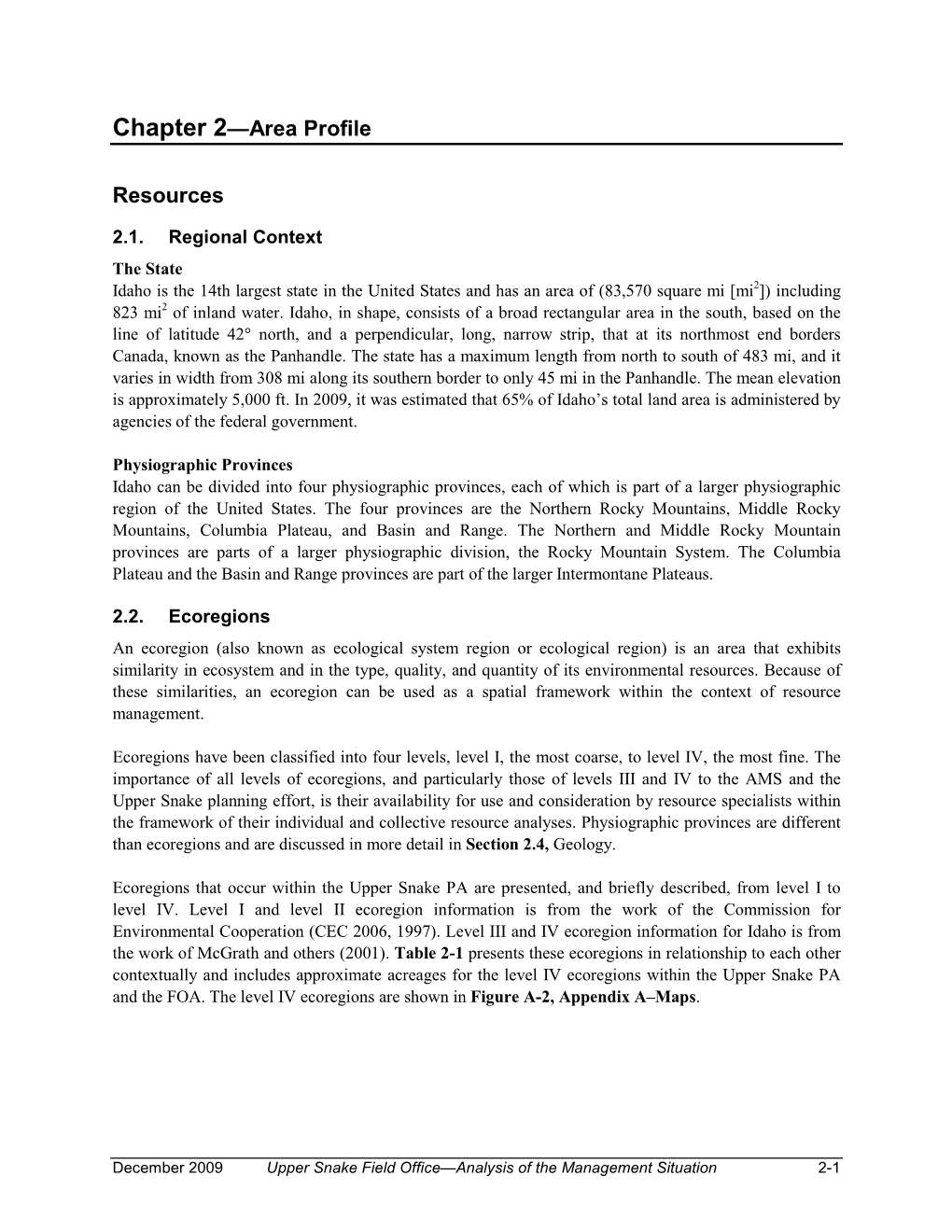 Chapter 2 Area Profile