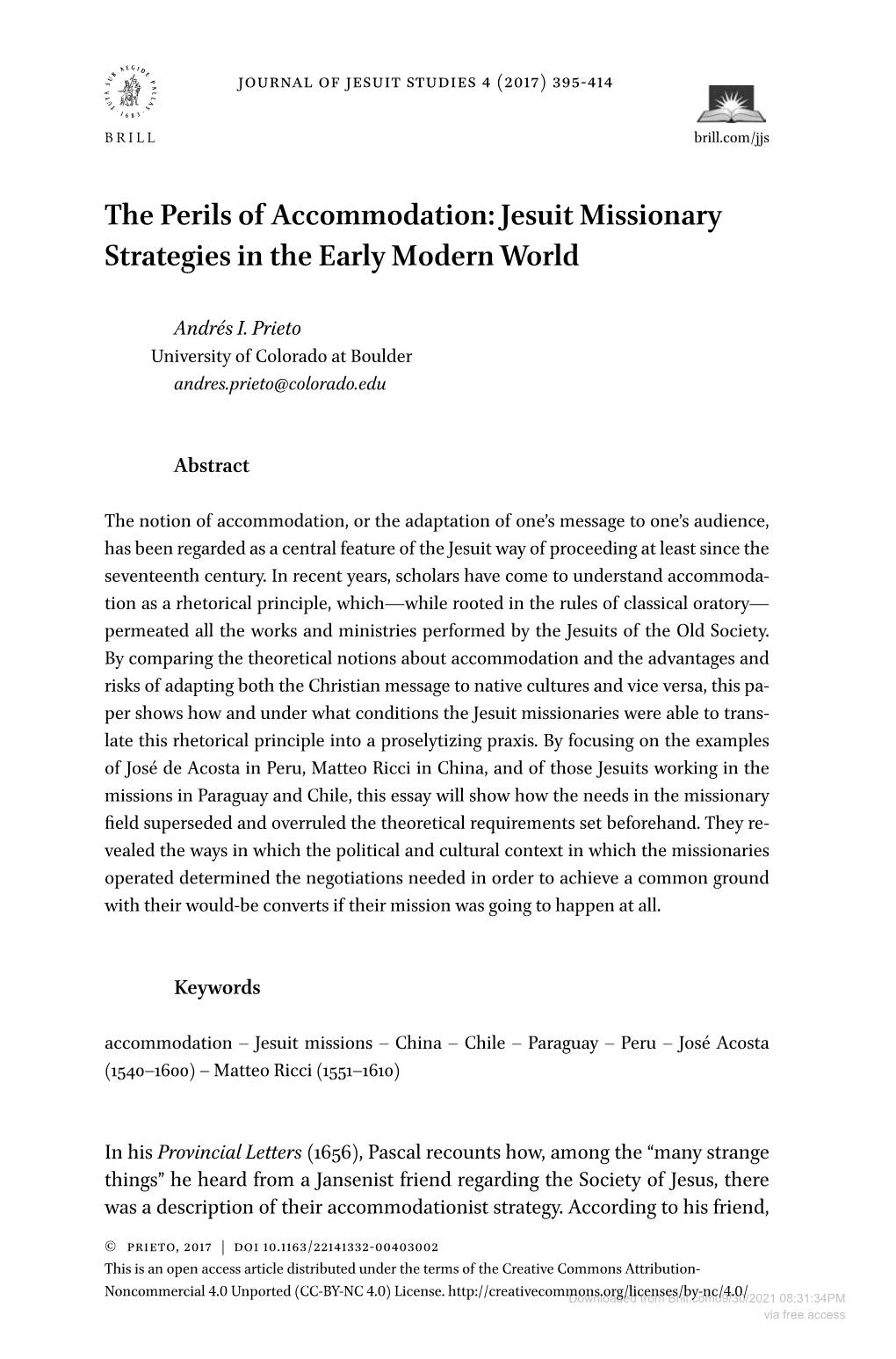 The Perils of Accommodation: Jesuit Missionary Strategies in the Early Modern World