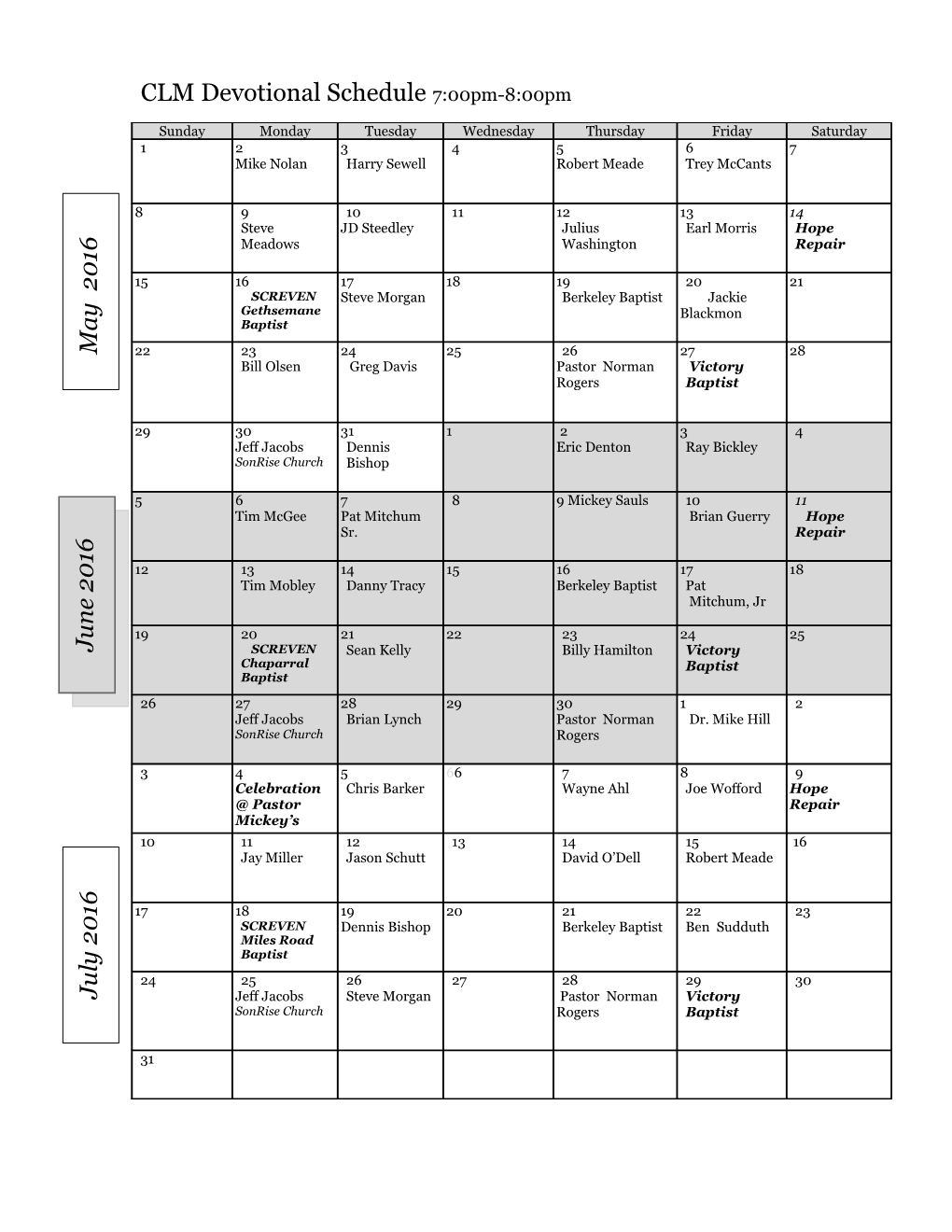 3-Month Planning Calendar