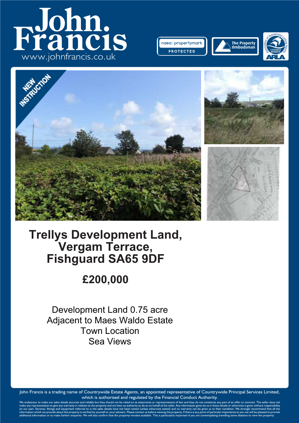 Trellys Development Land, Vergam Terrace, Fishguard SA65 9DF £200,000