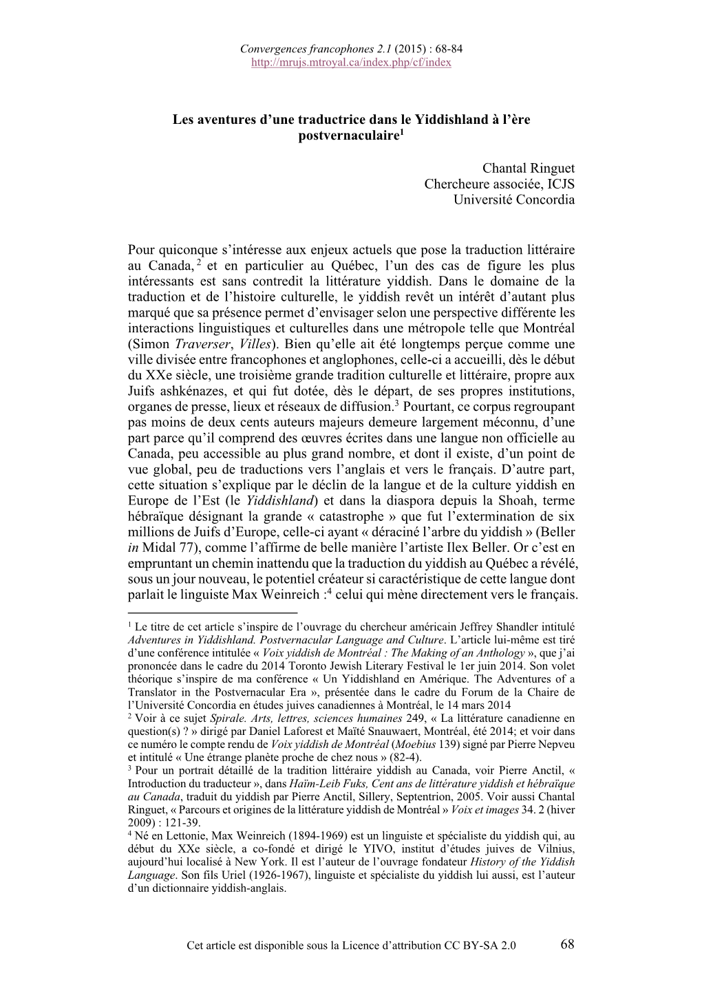 68 Les Aventures D'une Traductrice Dans Le Yiddishland À L'ère