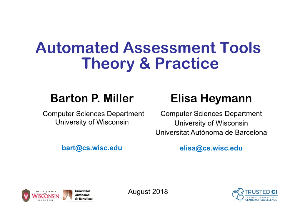 Automated Assessment Tools Theory & Practice