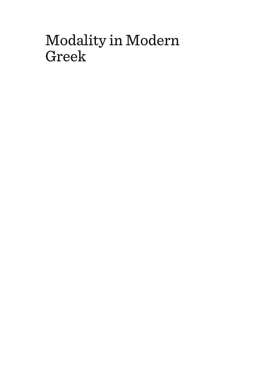 Modality in Modern Greek