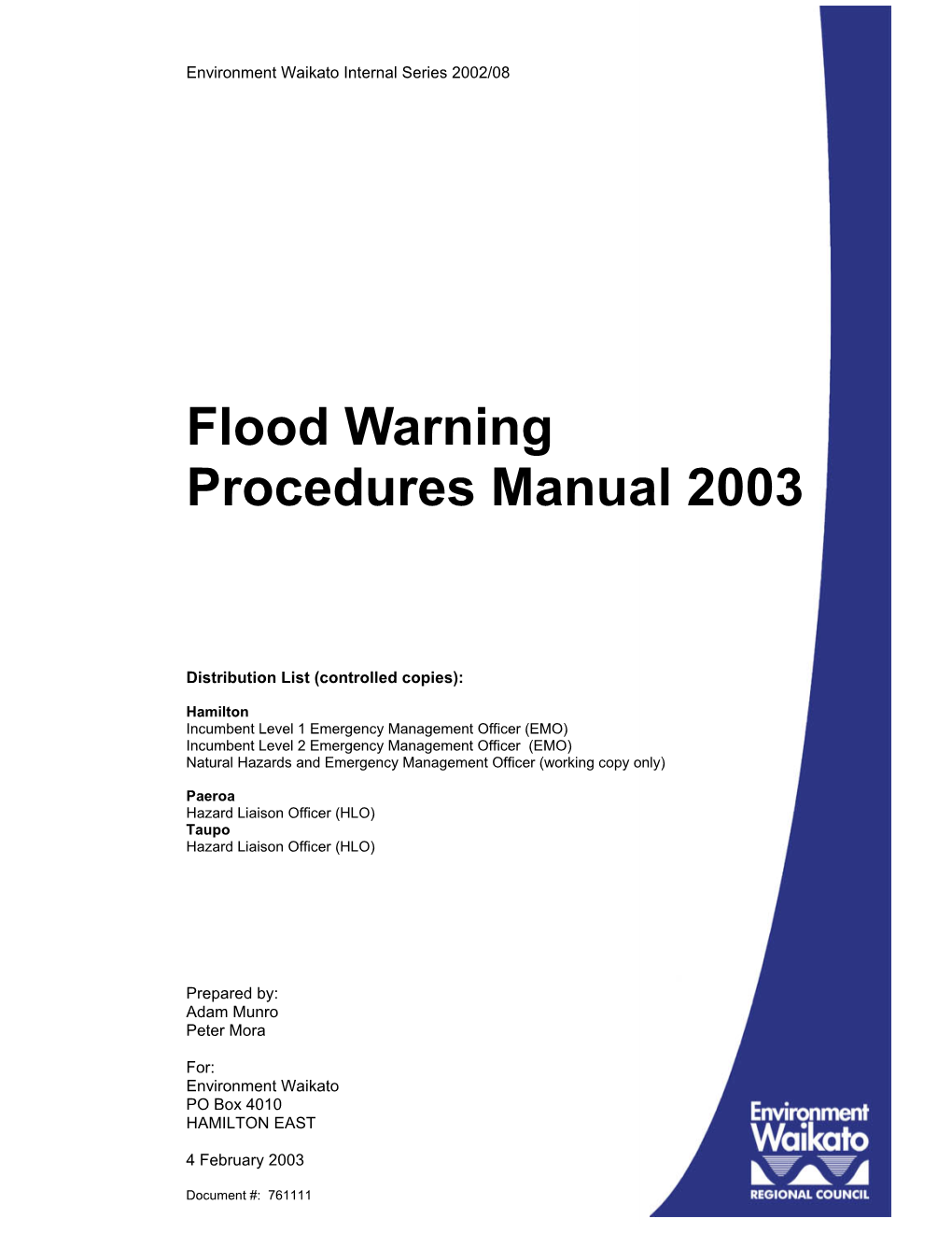 Flood Warning Procedures Manual 2003