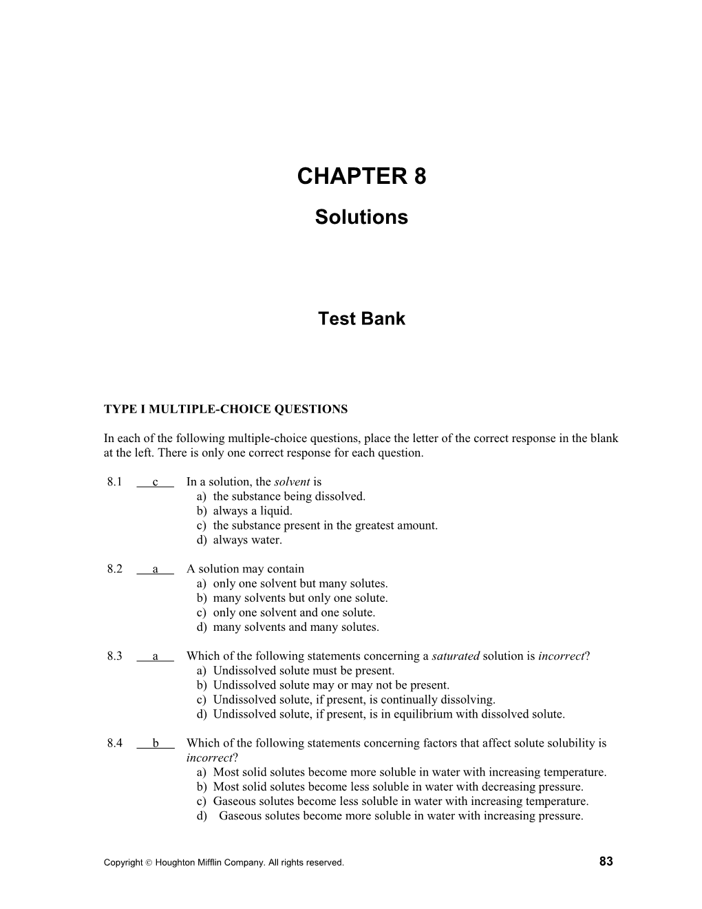 Type I Multiple-Choice Questions