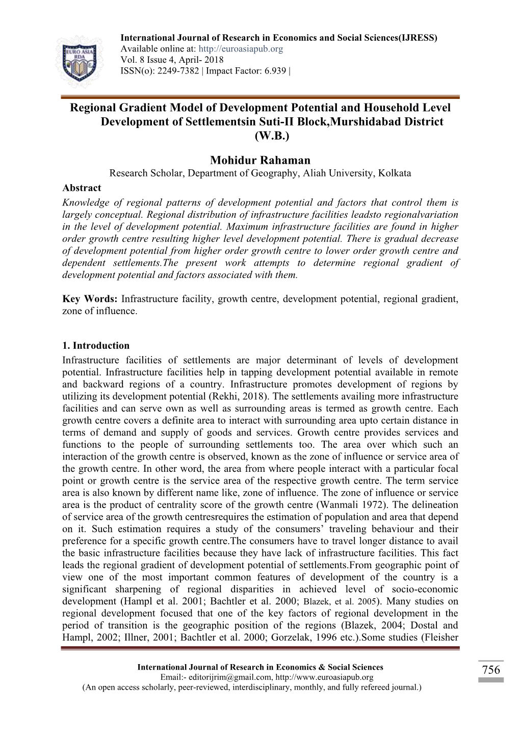 756 Regional Gradient Model of Development Potential And