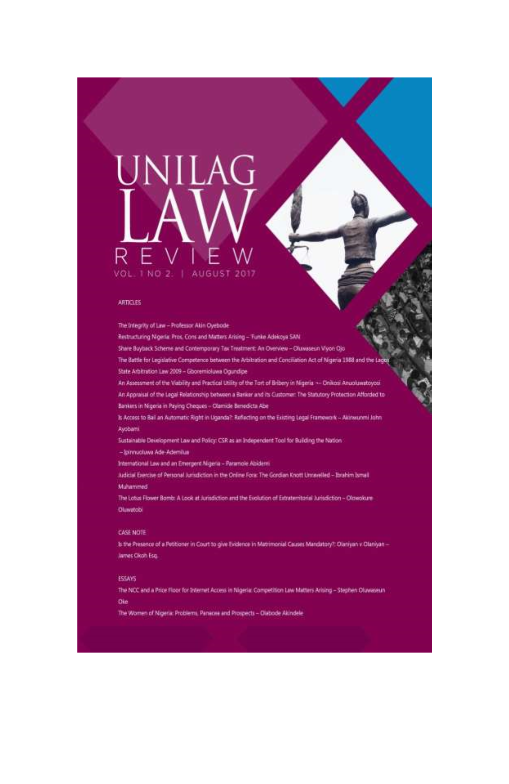 2017) Unilag Law Review 1(2