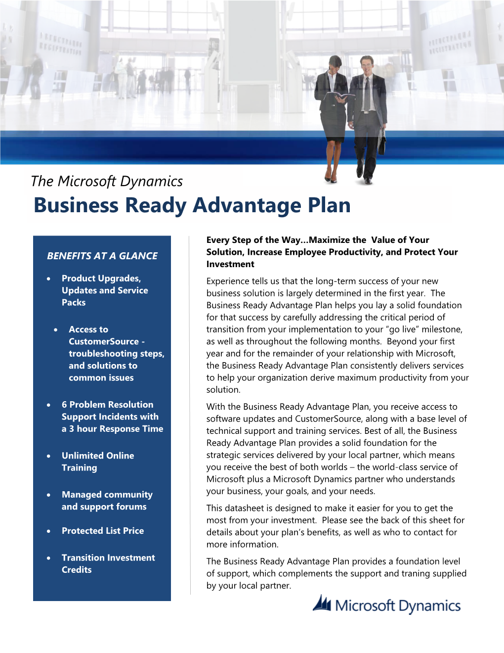 The Microsoft Dynamics Business Ready Advantage Plan