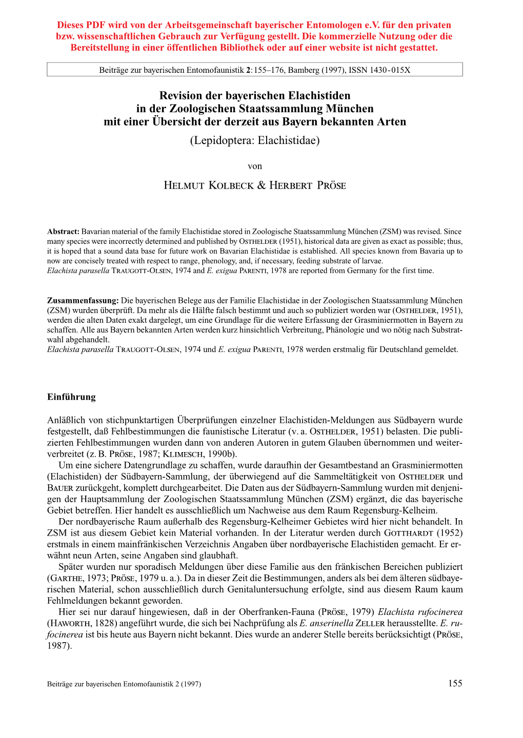 Beiträge Zur Bayerischen Entomofaunistik 2: 155–176, Bamberg (1997), ISSN 1430-015X