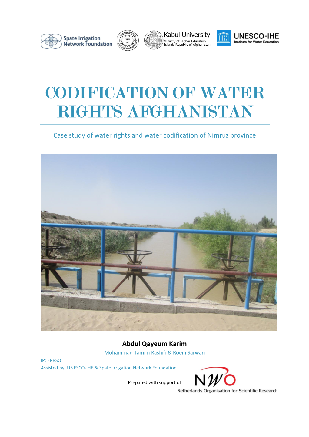 Codification of Water Rights Afghanistan