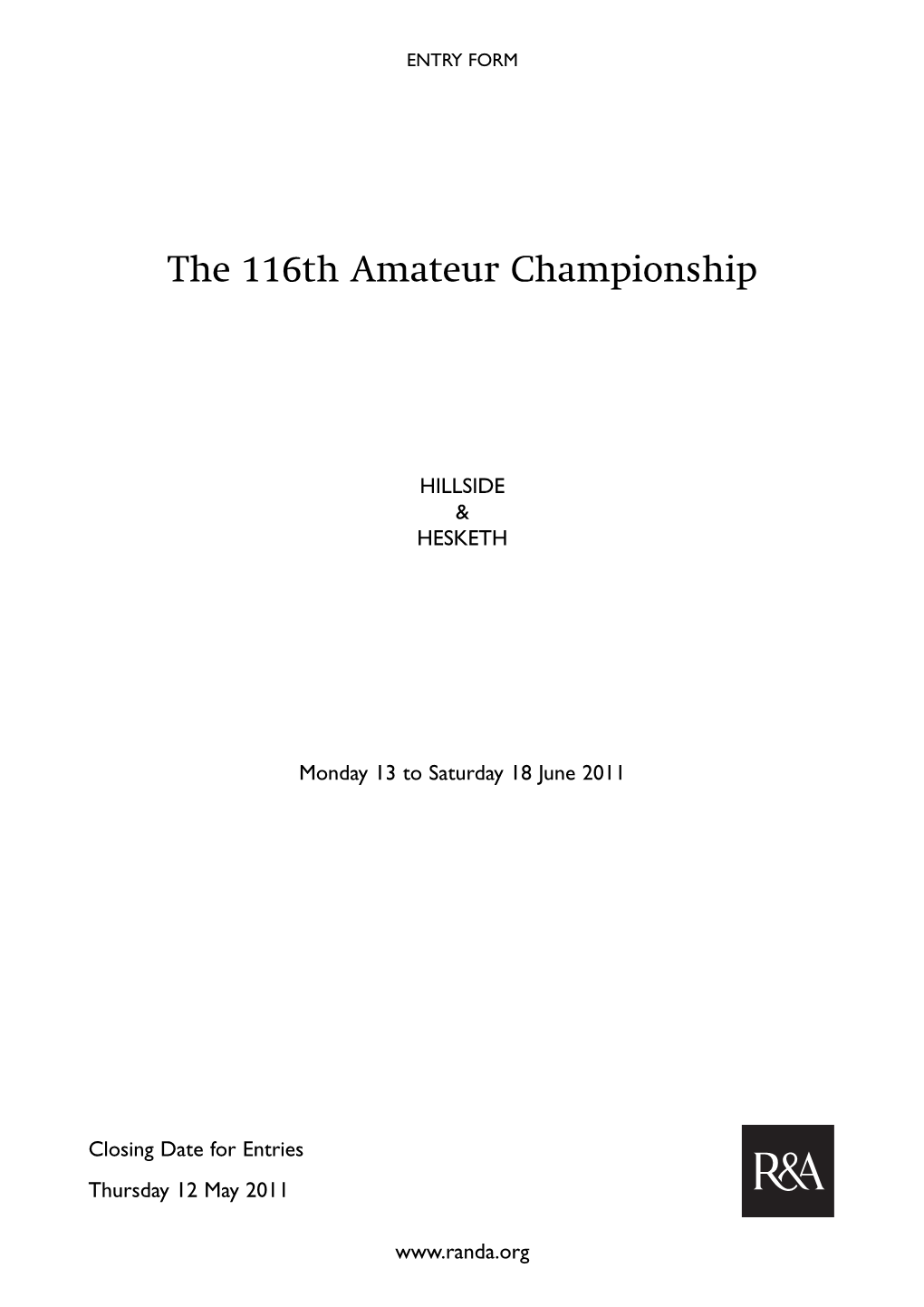 The 116Th Amateur Championship