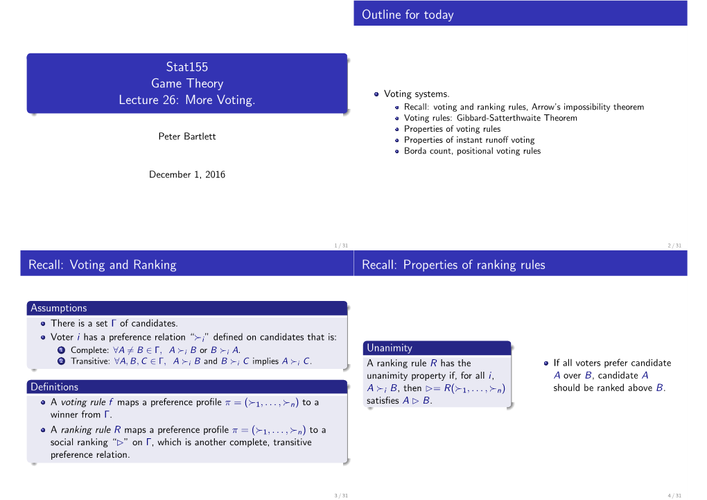 Voting and Ranking Recall: Properties of Ranking Rules