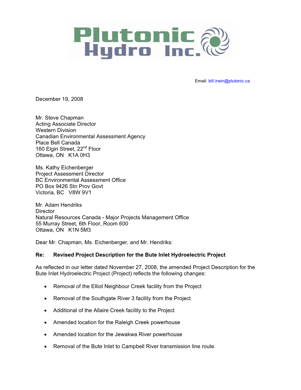 Plutonic DEC 2008 Bute Inlet Letter.Pdf