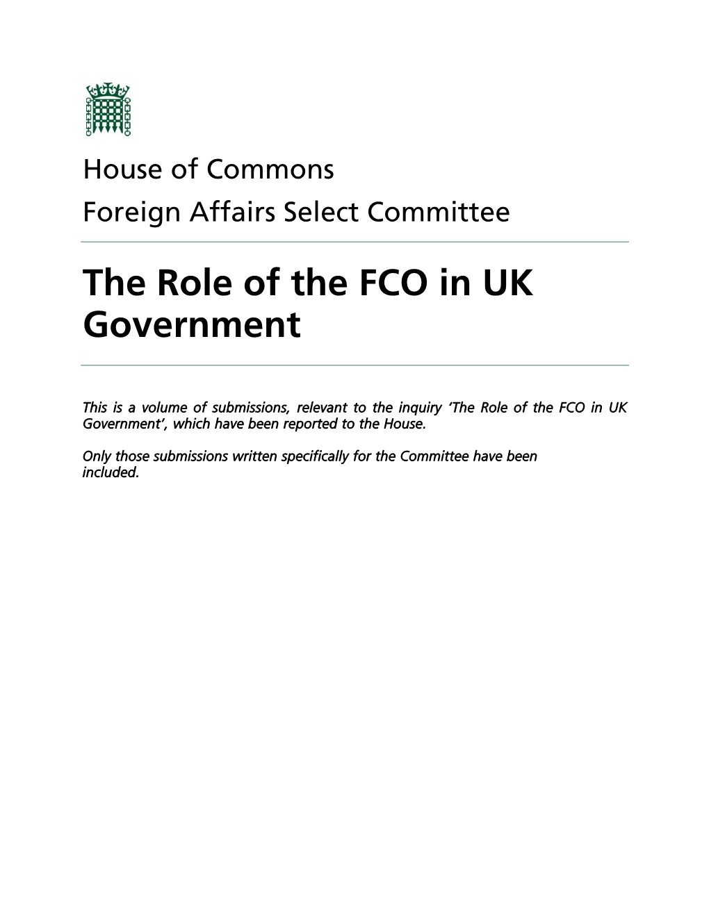 The Role of the FCO in UK Government