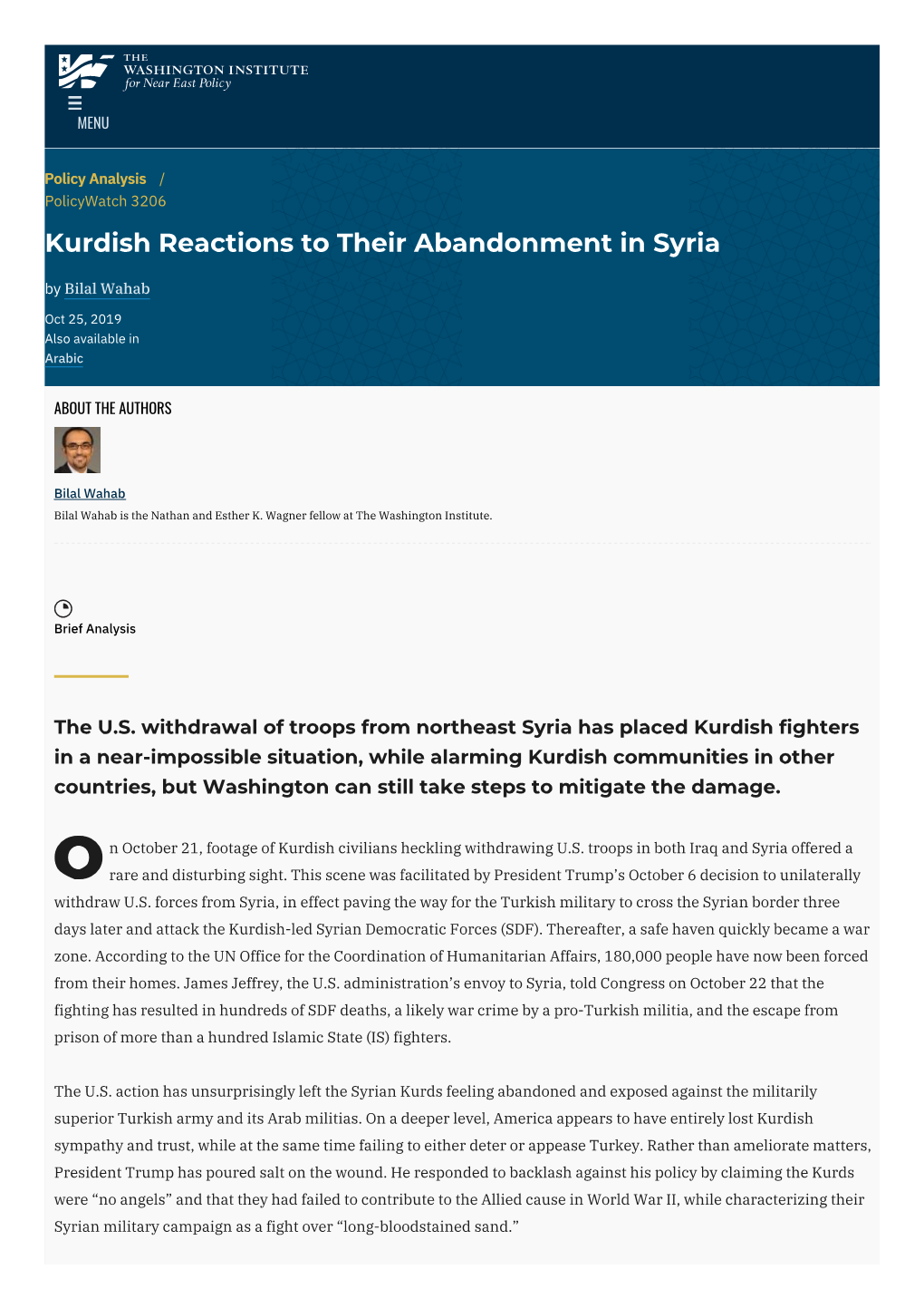 Kurdish Reactions to Their Abandonment in Syria | The