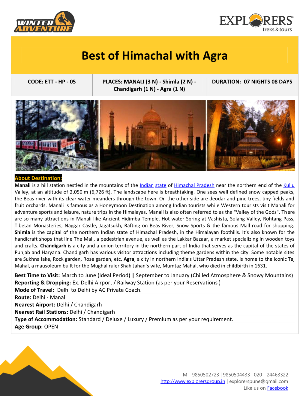 Best of Himachal with Agra
