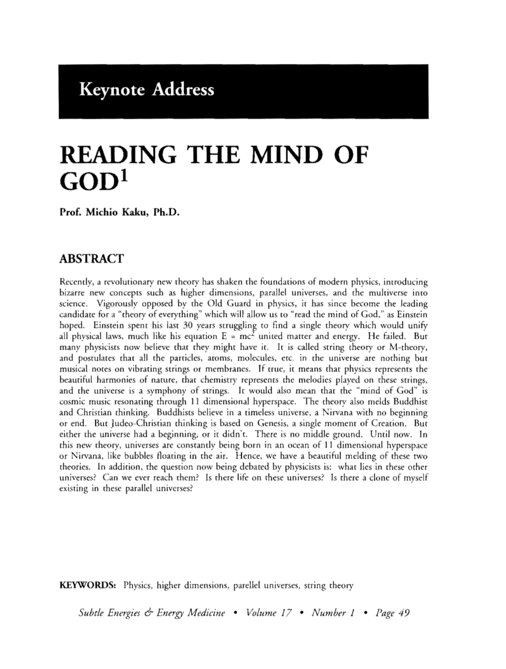 Reading the Mind of God!