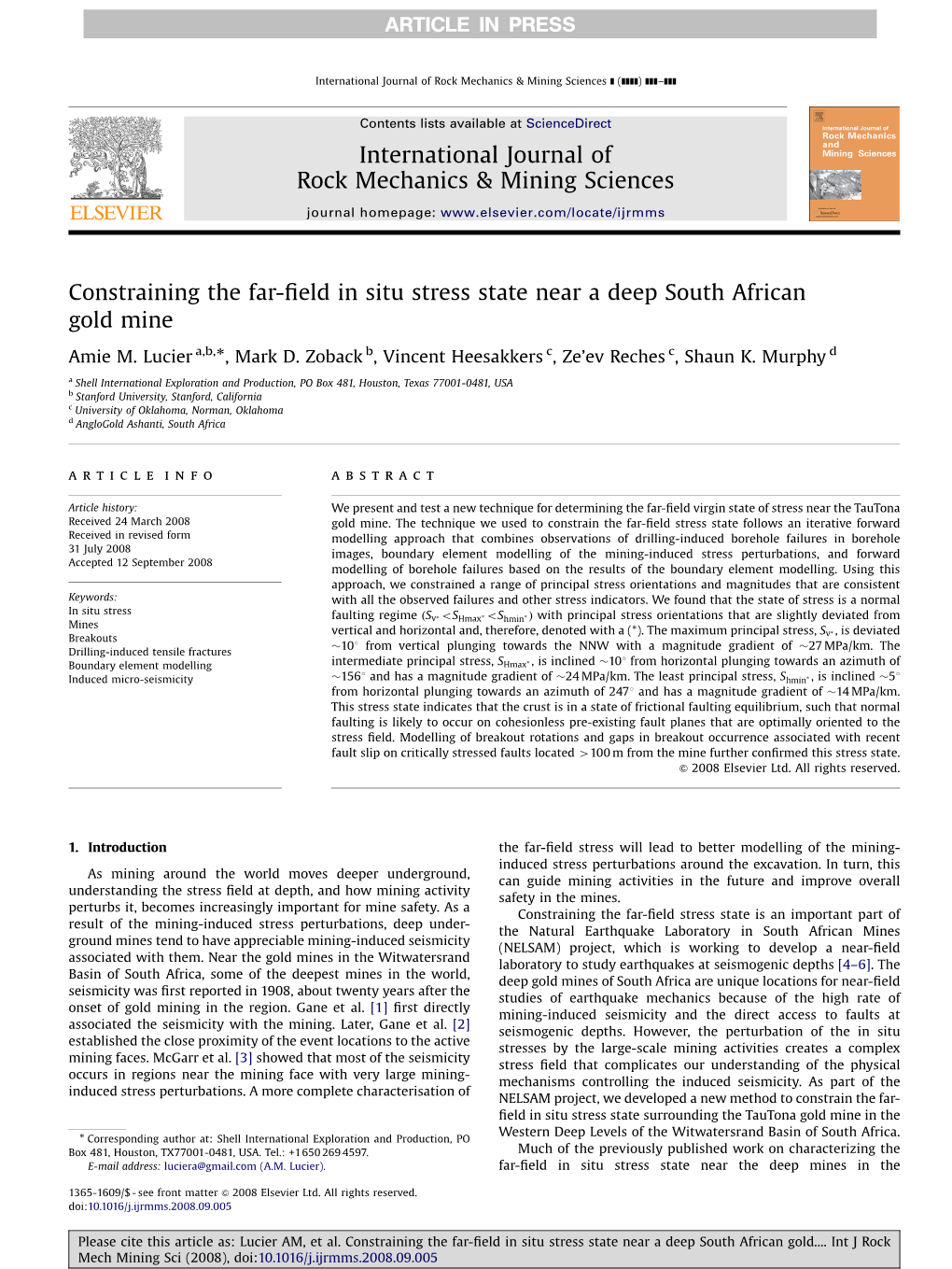 Constraining the Far-Field in Situ Stress State Near a Deep South African