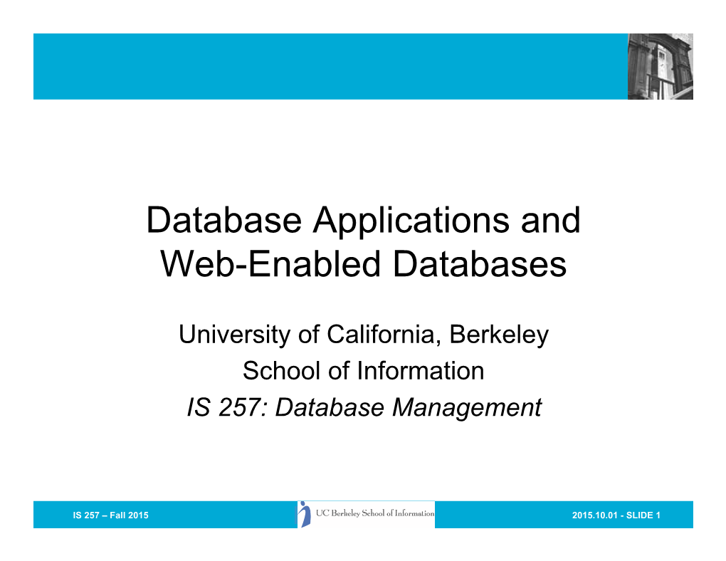 Database Applications and Web-Enabled Databases