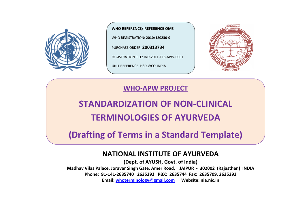 Standardization of Non-Clinical Terminologies