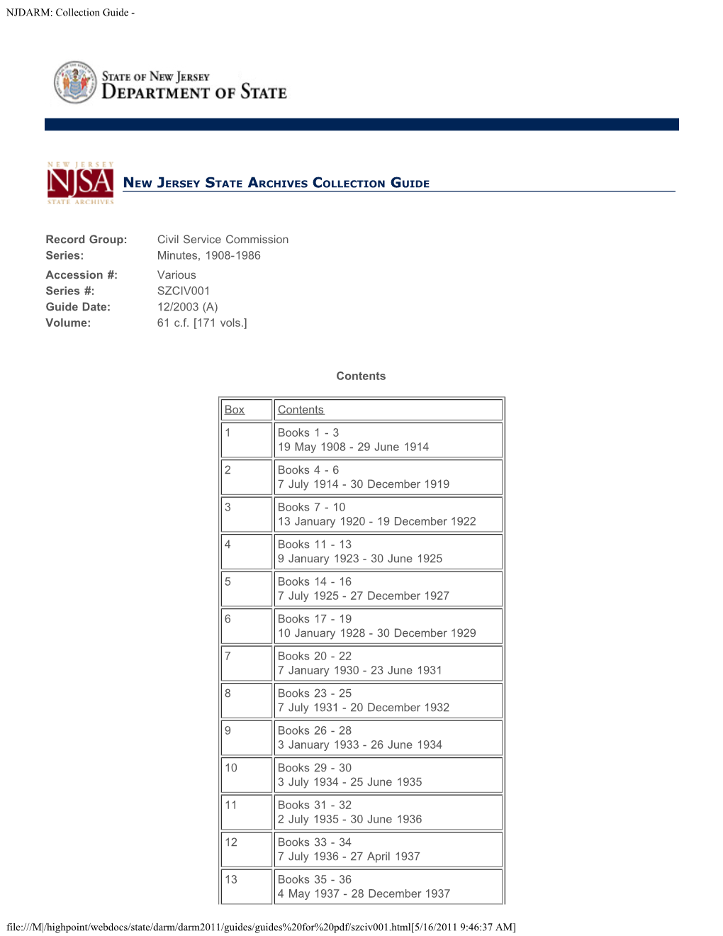 NJDARM: Collection Guide