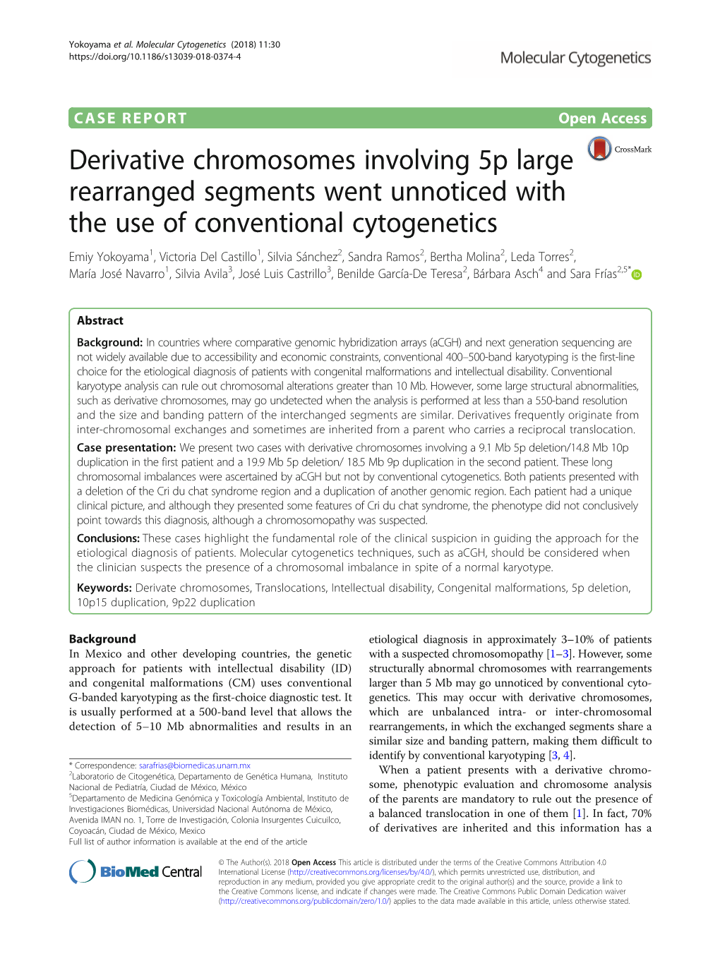 Derivative Chromosomes Involving 5P Large Rearranged Segments Went Unnoticed with the Use of Conventional Cytogenetics