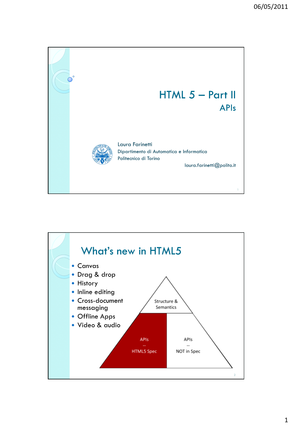 HTML 5 – Part II What's New in HTML5