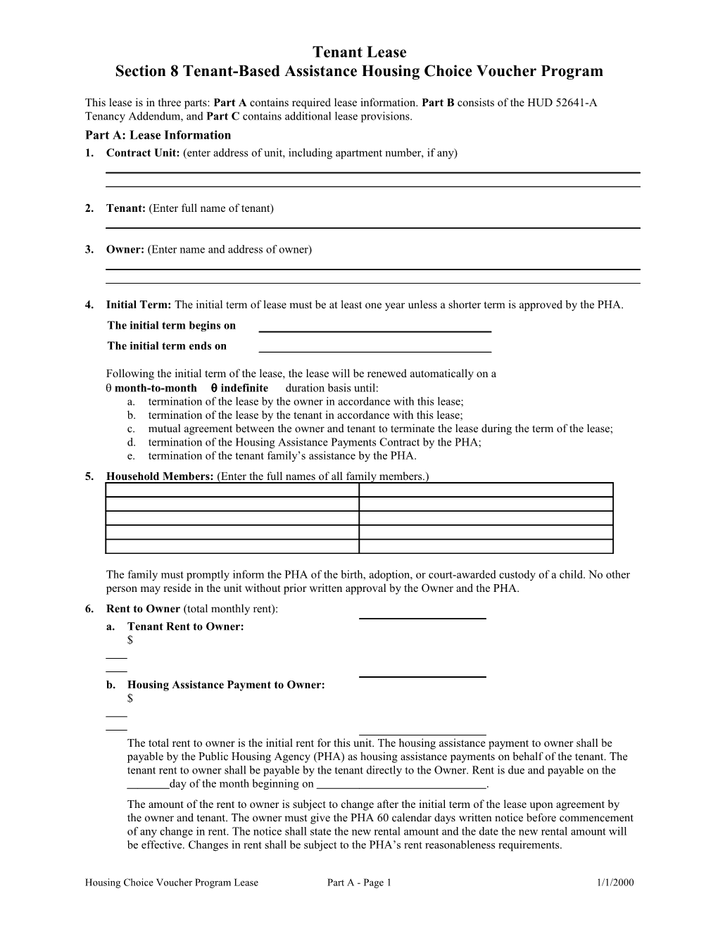 Section 8 Tenant-Based Assistance Housing Choice Voucher Program