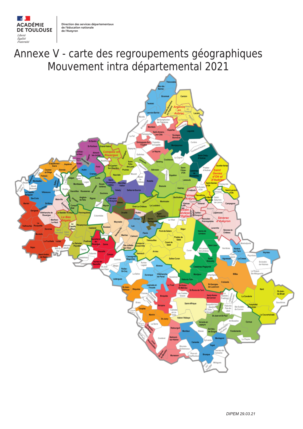CARTE Zones Géographiques Mouvement Intra Départemental