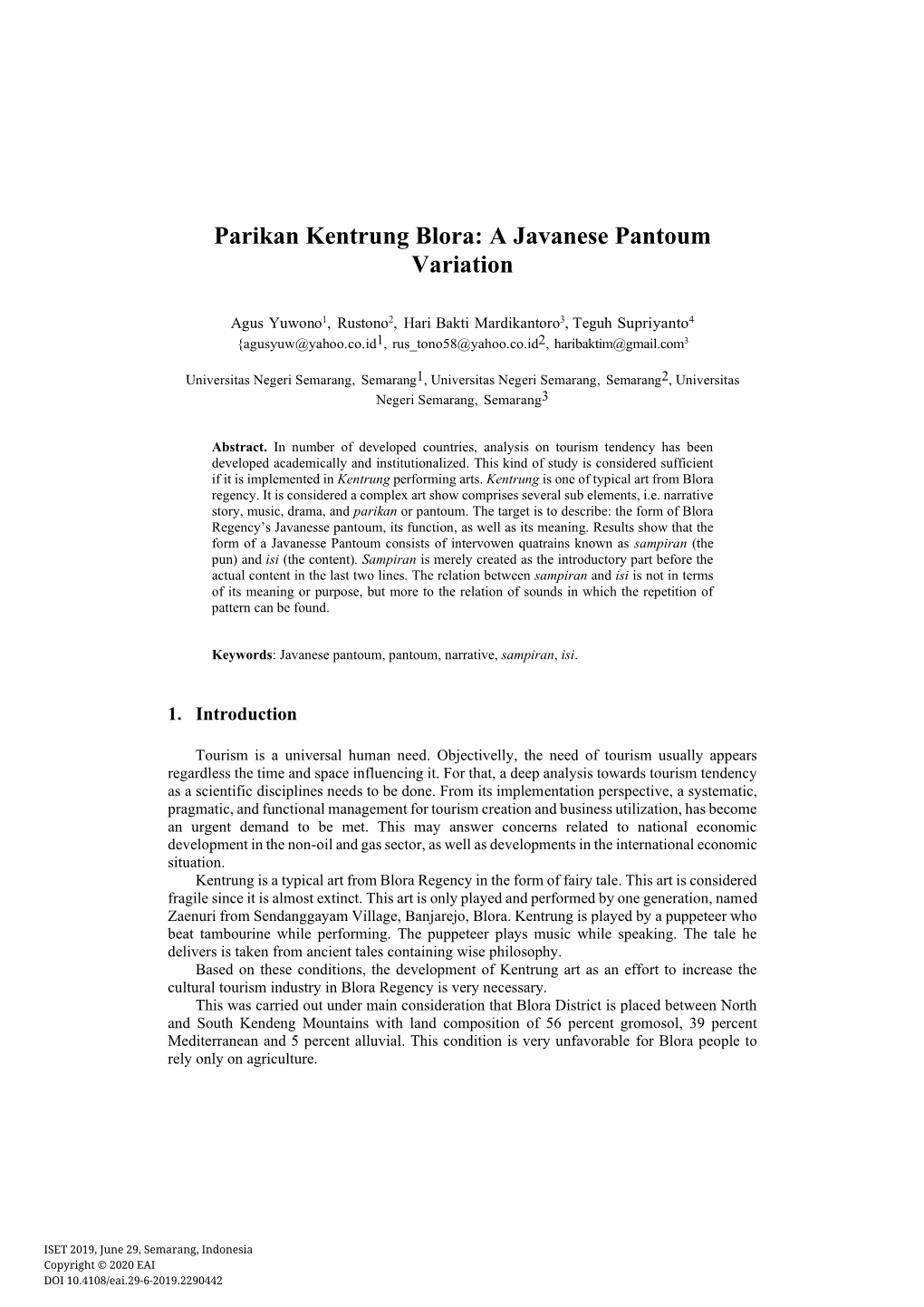 Parikan Kentrung Blora: a Javanese Pantoum Variation