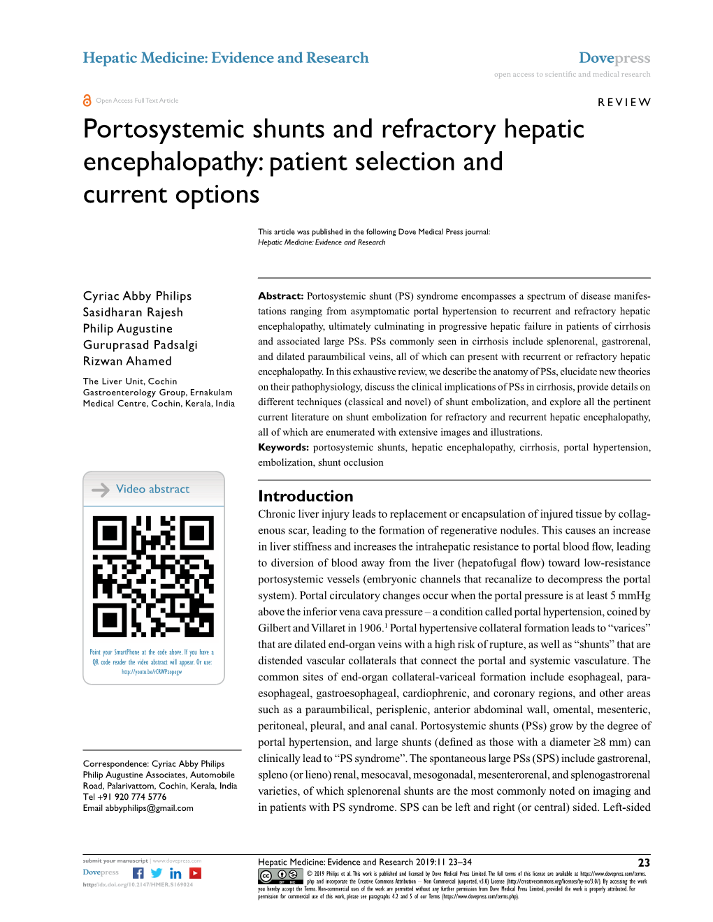 Portosystemic Shunts and Refractory Hepatic Encephalopathy