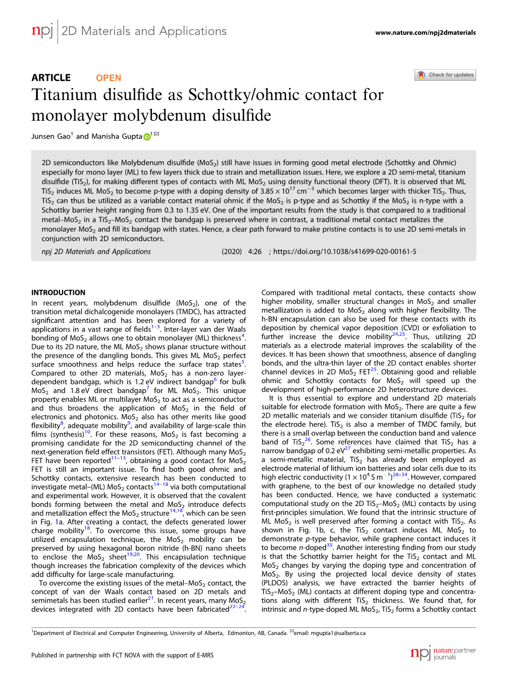 Titanium Disulfide As Schottky/Ohmic Contact for Monolayer Molybdenum