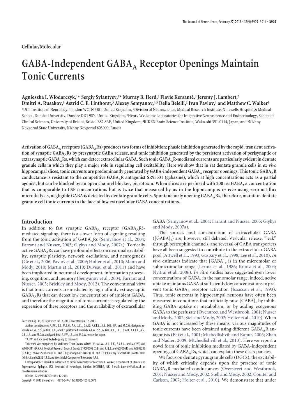 GABA-Independent GABAA Receptor Openings Maintain Tonic Currents