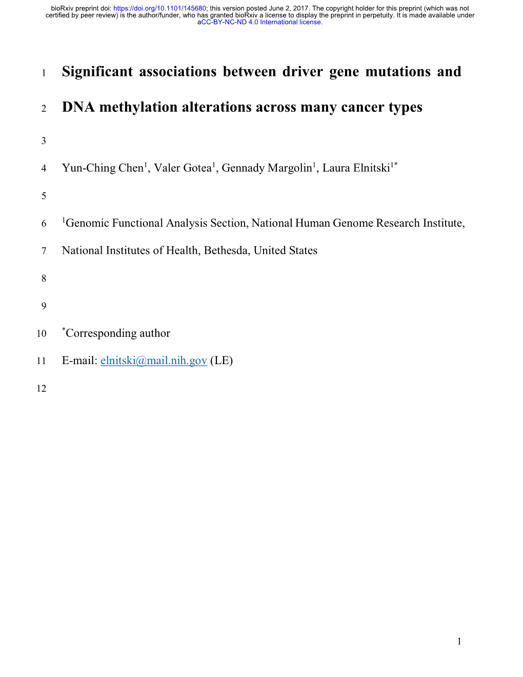 Significant Associations Between Driver Gene Mutations and DNA