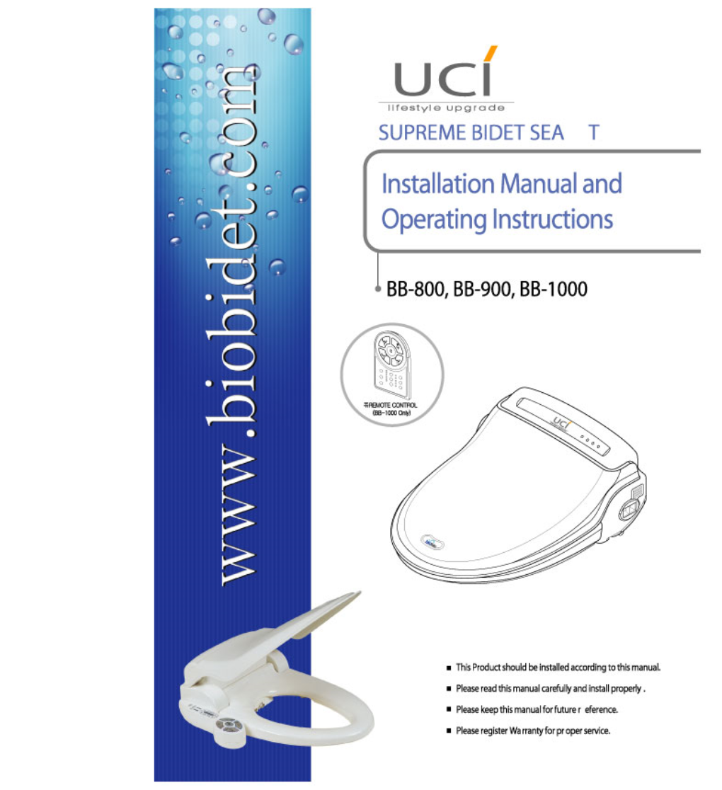 Owner's Manual: Bio Bidet BB-1000 (.Pdf)