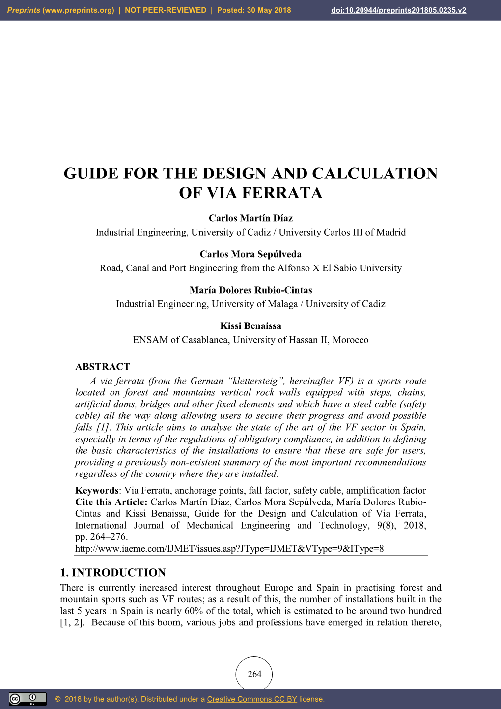 Guide for the Design and Calculation of Via Ferrata