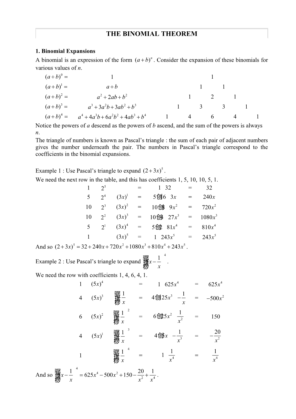 The Binomial Theorem