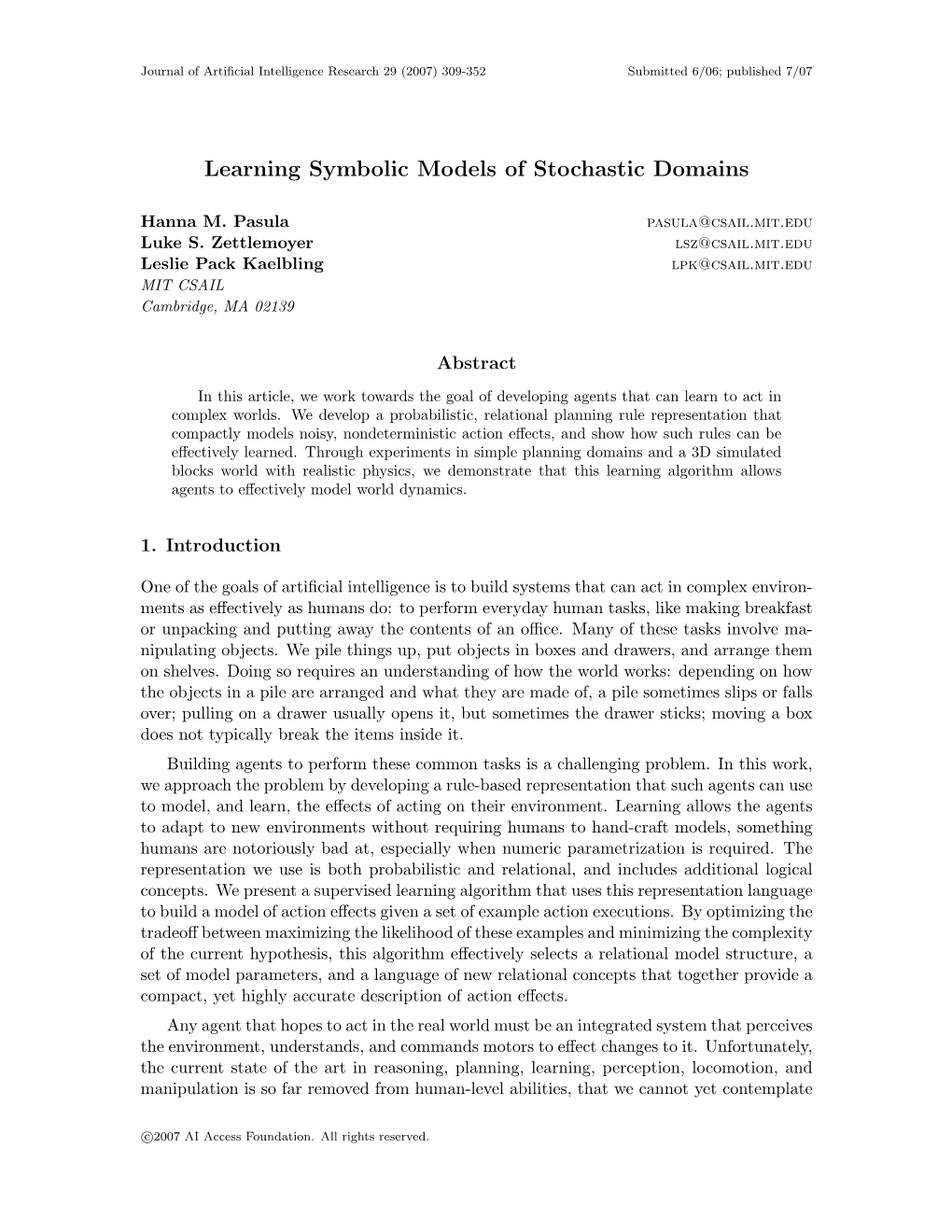 Learning Symbolic Models of Stochastic Domains