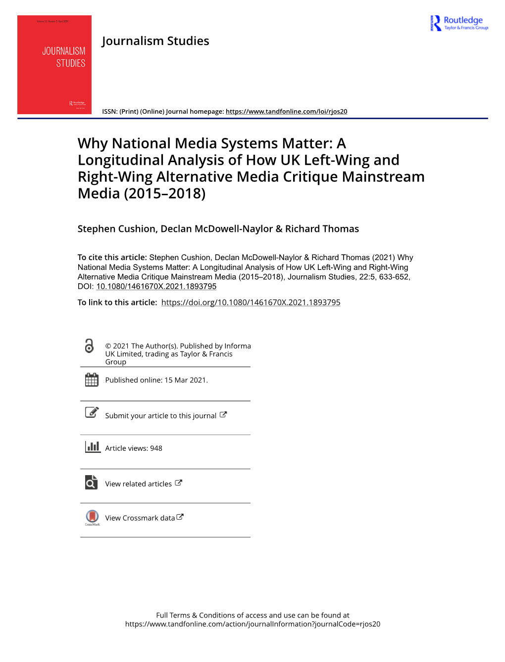A Longitudinal Analysis of How UK Left-Wing and Right-Wing Alternative Media Critique Mainstream Media (2015–2018)