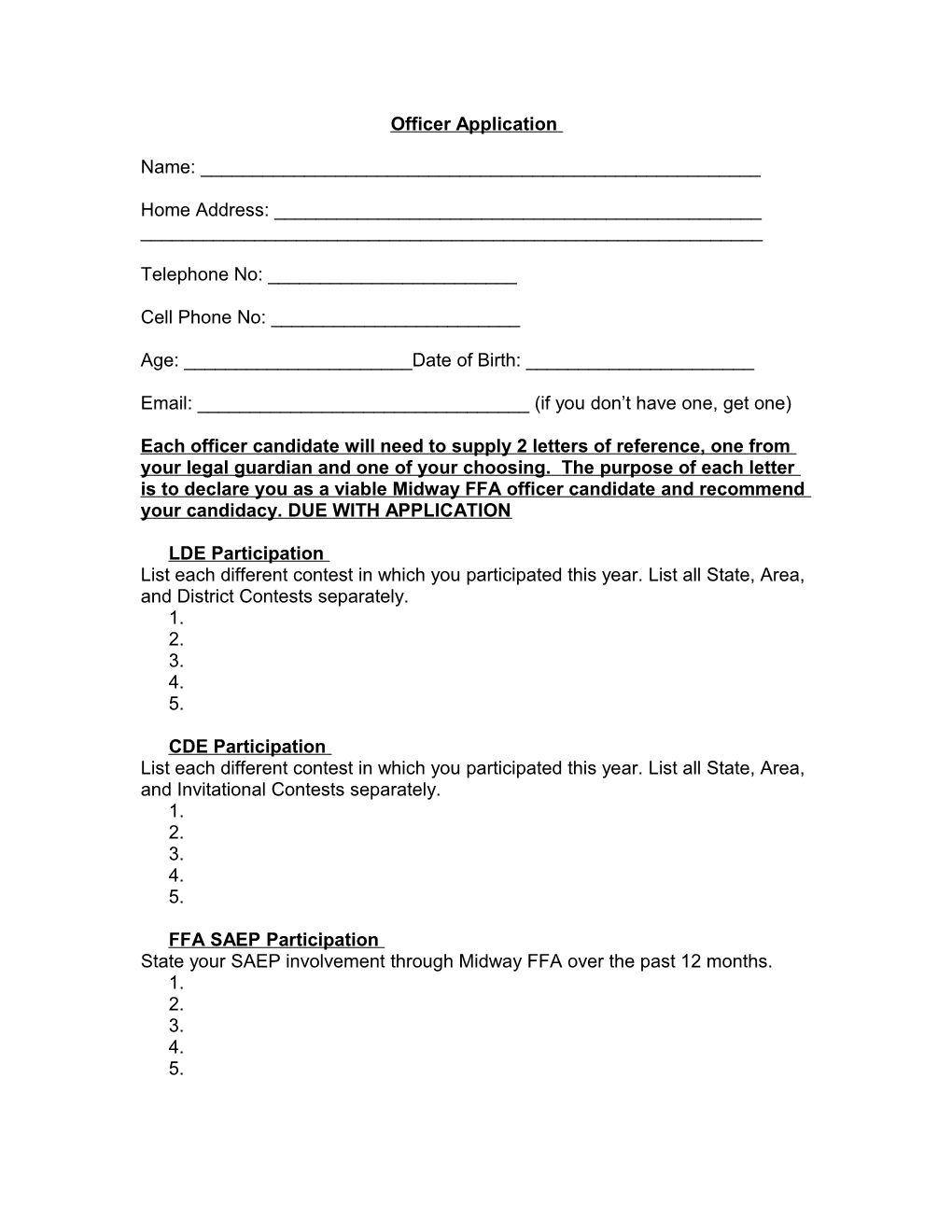 Officer Application