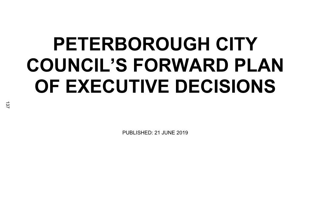 Peterborough City Council's Forward Plan of Executive