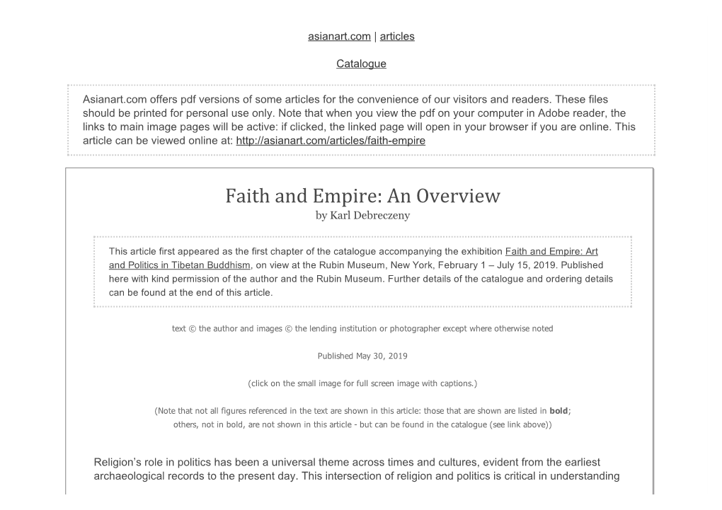 Faith and Empire: an Overview by Karl Debreczeny