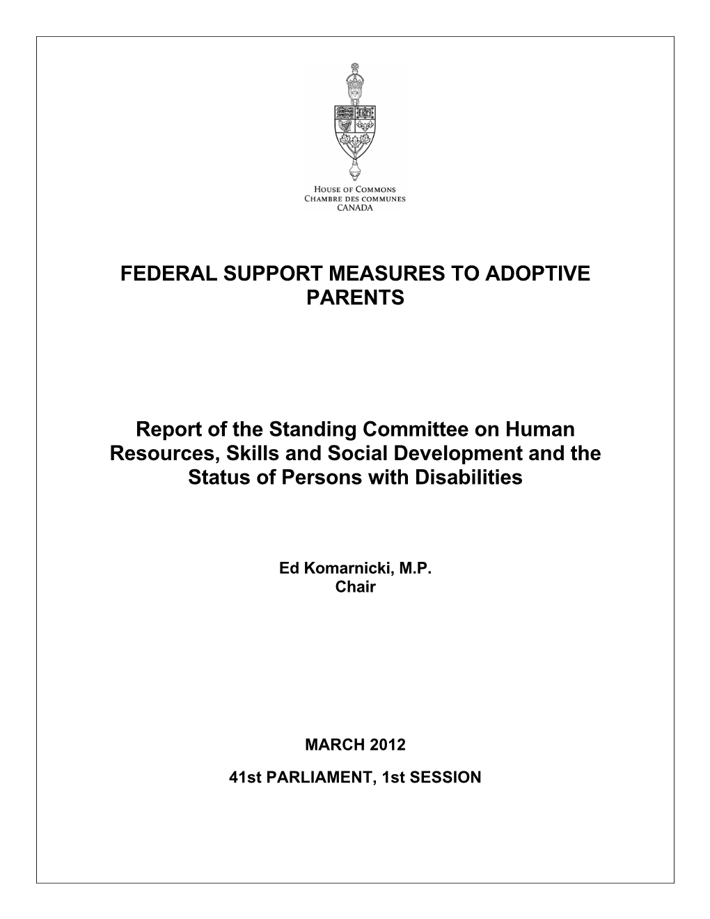 Federal Support Measures to Adoptive Parents