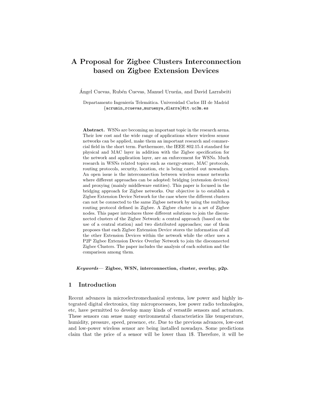 A Proposal for Zigbee Clusters Interconnection Based on Zigbee Extension Devices