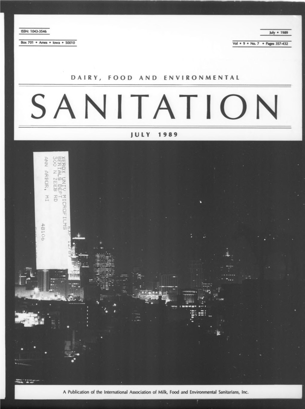 Dairy, Food and Environmental Sanitation 1989-07