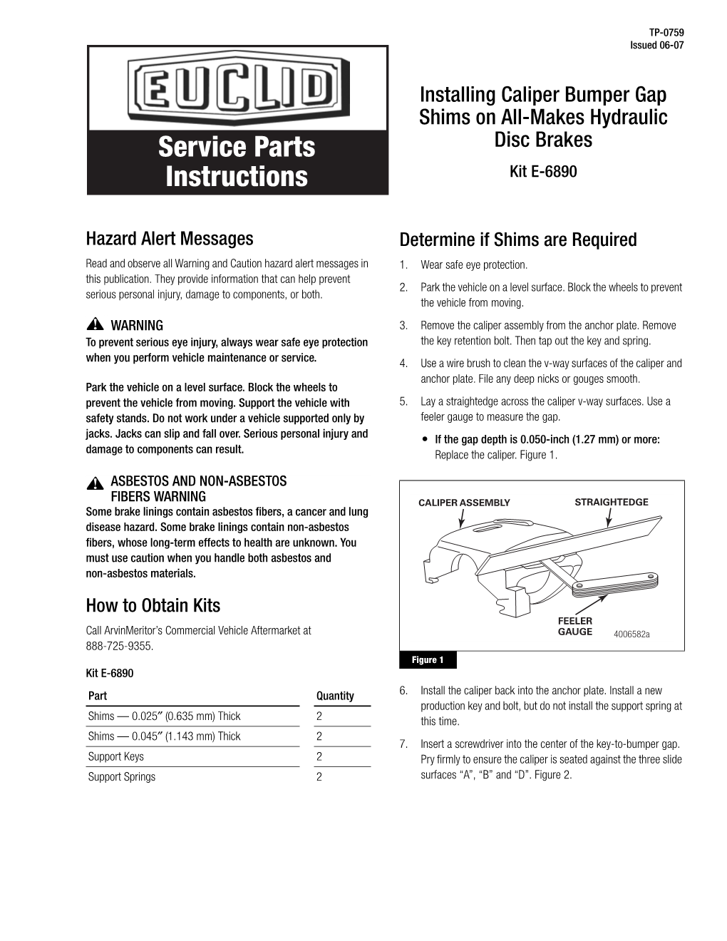 Service Parts Instructions